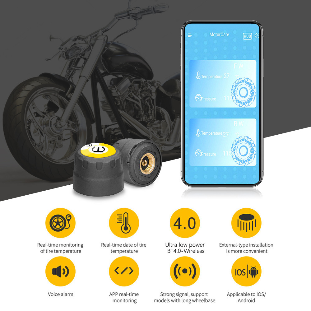 Motorcycle TPMS 蓝牙4.0 摩托车外置胎压显示 传感器 支持安卓