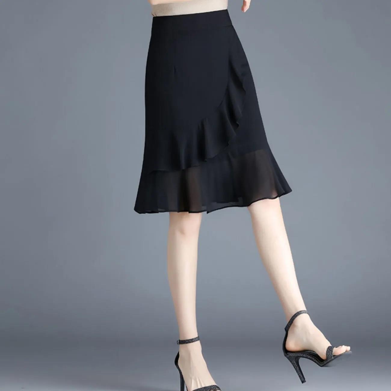 Solid color thin shiffon skirt