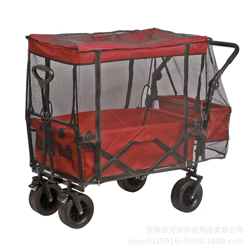 户外营地车露营推车拓展配件可拆卸防蚊罩手推车防蚊帐拉链款黑色