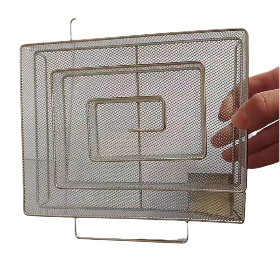 Spot de suministro transfronterizo cesta de malla ahumada de acero inoxidable 304 caja de ahumado cuadrada redonda plato ahumado de barbacoa al aire libre