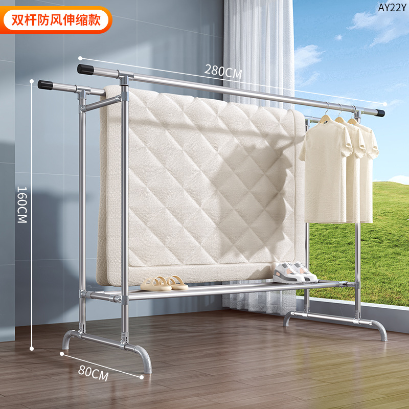 Tendedero de Piso de Doble Barra de Hierro Plegable para Balcón y Dormitorio image 25