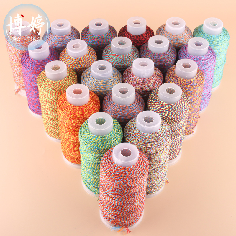 Hand-rubbed cotton thread large roll Dragon Boat Festival handmade DIY woven necklace bracelet wire multicolor segment dyed gradient wire