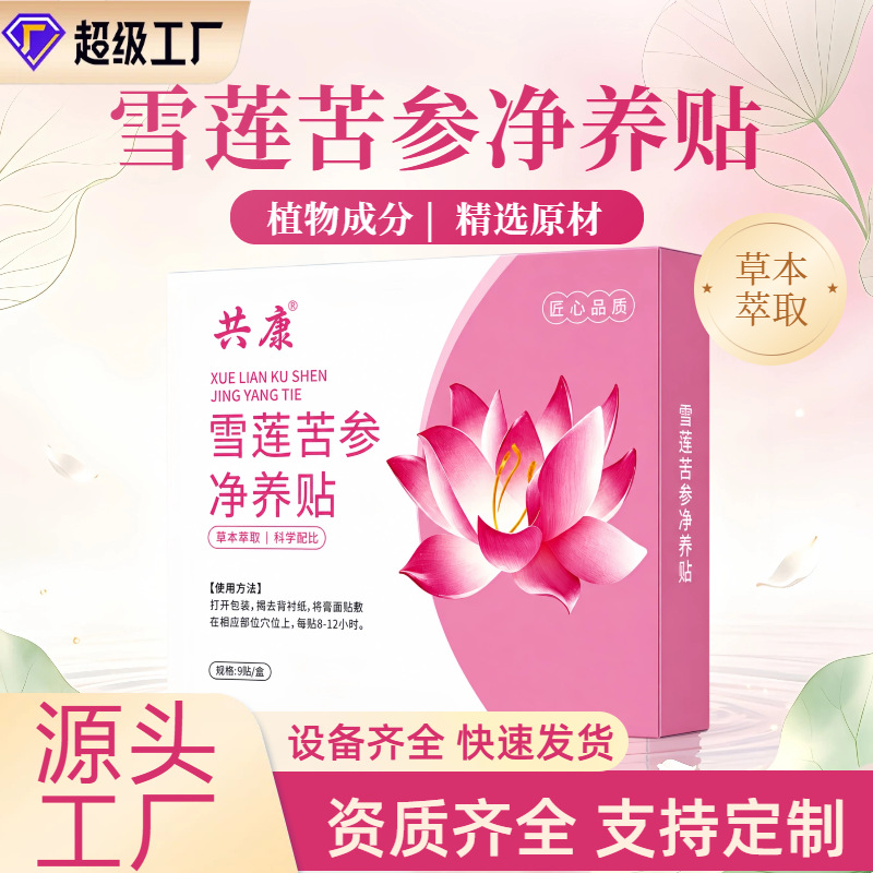 雪莲苦参净养贴 草本萃取护理贴 家用穴位贴外用呵护贴9贴装批发