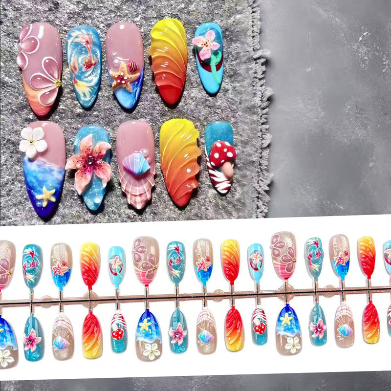 Trendy European and American Style Dopamine-Inspired 3D Floral Nail Stickers for Vacation, French-Style Cross-Border Trendy European and American Style Dopamine-Inspired 3D Floral Nail Stickers for Vacation, French-Style Cross-Border