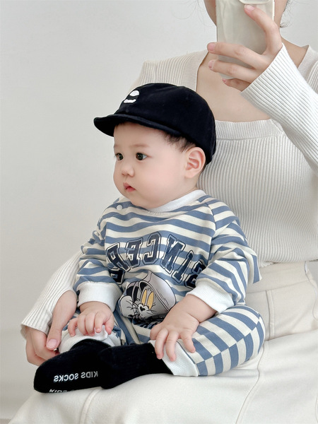 Spring children's blue soft overall