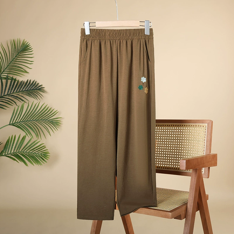 2025 весна лето новая мама с высокой талией тонкие повседневные брюки дышащие тонкие прямые брюки широкие брюки