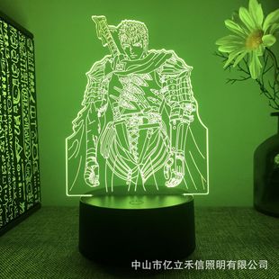 Cross-border 3D night light sword wind legend brand warrior USB Black touch crack 16 color new creative gift light