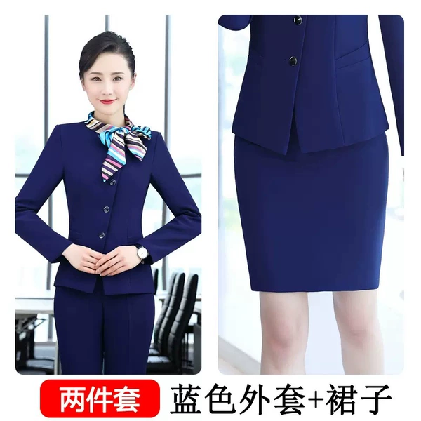 Blue suit+blue skirt