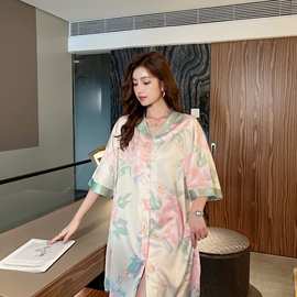 抖音爆款睡衣女  七分袖 优质冰雪丝 女裙 时尚家居服 均码图
