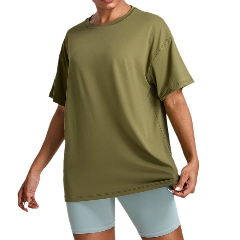 Nueva camiseta deportiva transpirable al aire libre de mangas cortas ropa de yoga mujer universal suelta rápida secado ligero correr ropa de fitness