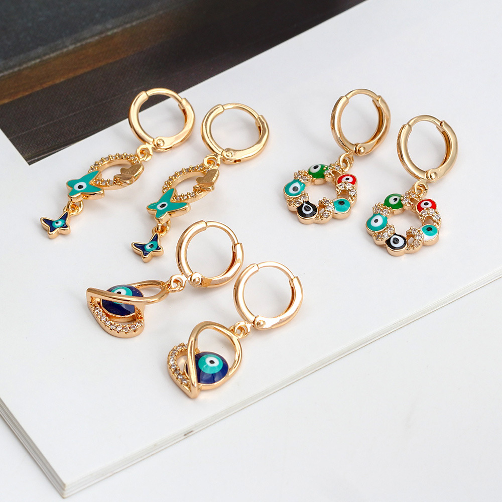 Cross-Border Foreign Trade Devil's Eye Earrings, Niche Blue Eye DIY Earrings, High-End Versatile Women's Earrings Wholesale