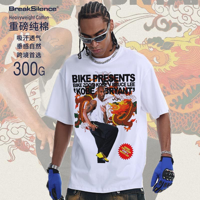 2026 Summer Kobe Tribute to Bruce Lee European and American High Street Combed Cotton Heavyweight Knitted Round Neck Short-Sleeved Men's Top 2026 Summer Kobe Tribute to Bruce Lee European and American High Street Combed Cotton Heavyweight Knitted Round Neck Short-Sleeved Men's Top