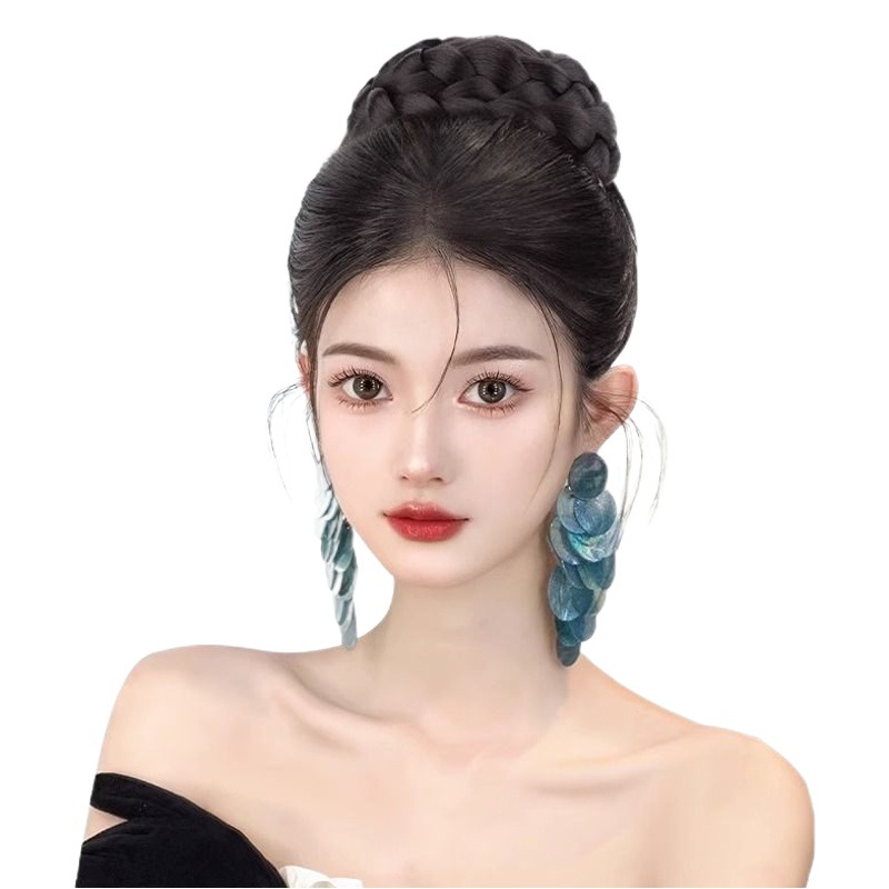 Bola cabeza peluca clip de pelo de simulación de pelo Qianjin princesa cabeza Hanfu traje antiguo chino peluca updo pelo moño peluca bolsa