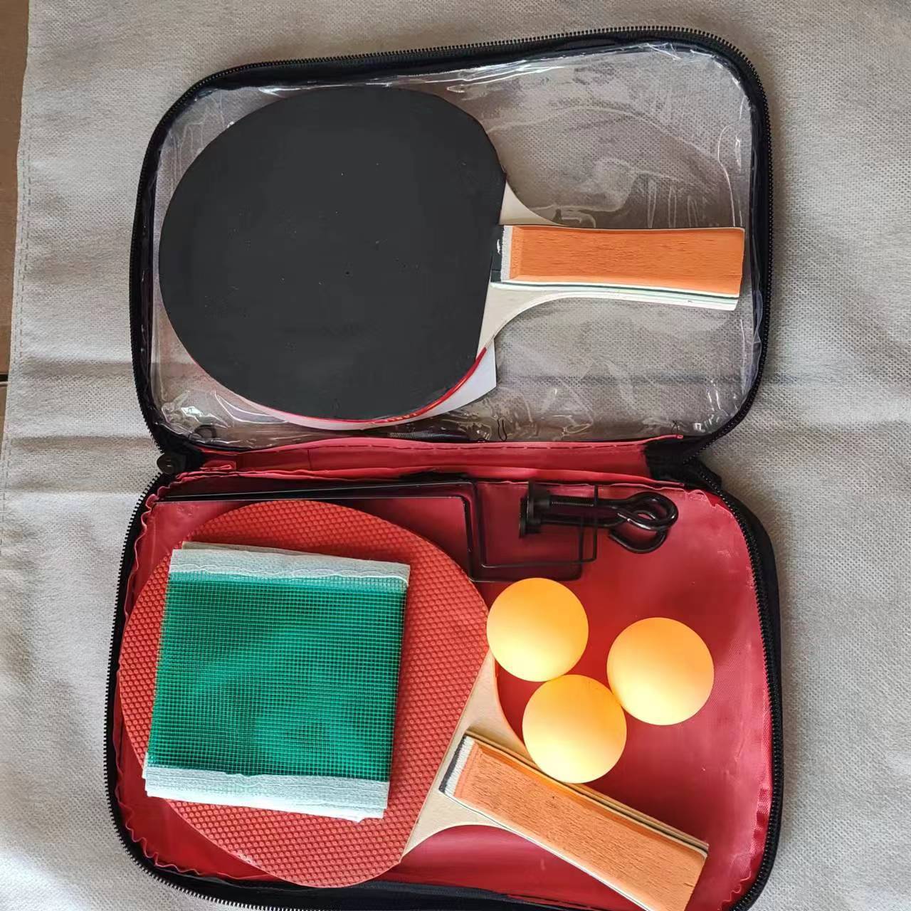 Juego de raquetas de tenis de mesa para comercio exterior, incluye pelotas de tenis de mesa, raqueta, red, bolsa para raqueta, alta elasticidad, portátil.