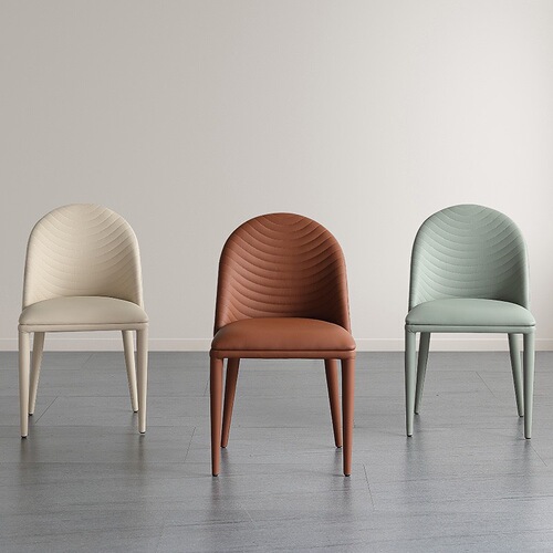 Italian Minimalist Modern Dining Chair, Minimalist PU Leather Chair for Restaurants, Luxury Home Use, Wood and Metal Designer Style