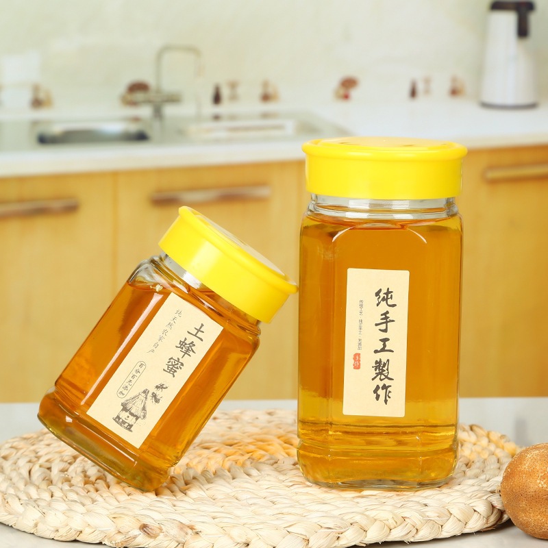 批发1斤装二斤装八角蜂蜜瓶 蜂蜜玻璃瓶酱菜瓶 花生酱瓶芝麻酱瓶