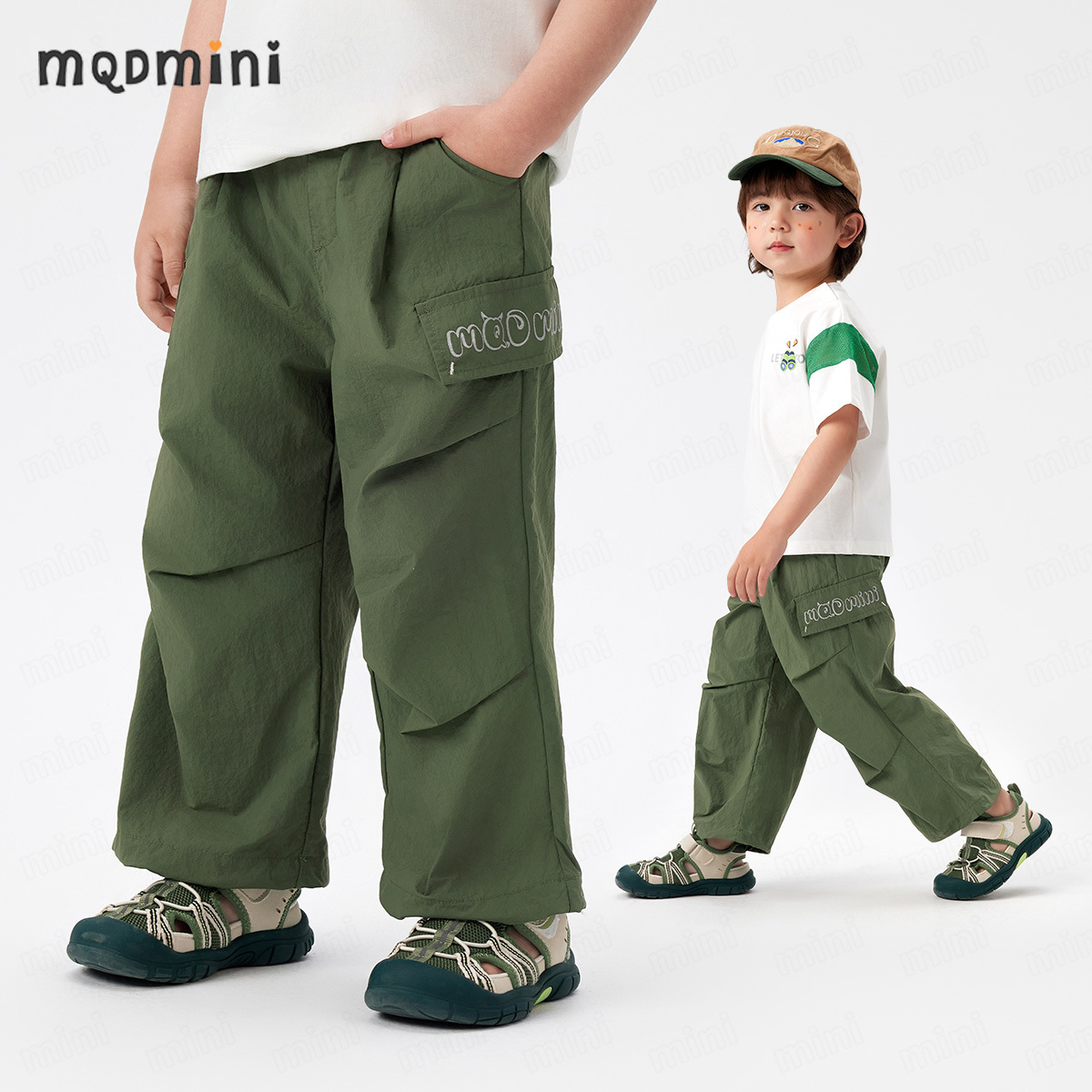 Mqdmini Kidsren's Clothing Kidsren's Pants 2025 Summer New Style Casual Moisture-Absorbent Quick-Drying Fashion Versatile Trendy for Small and Medium-Sized Kidsren