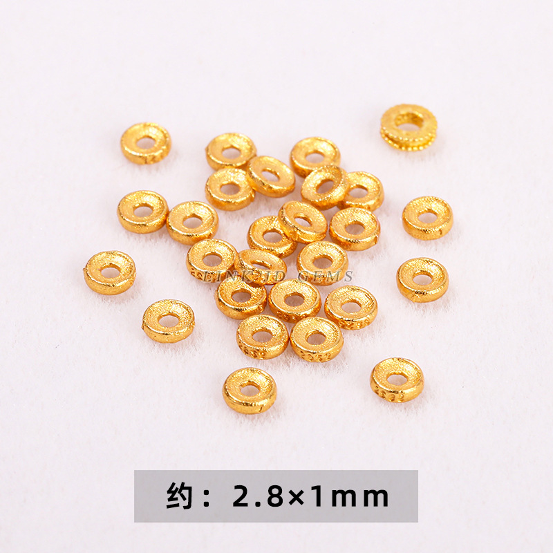 Glossy beads, 24 carat white gold