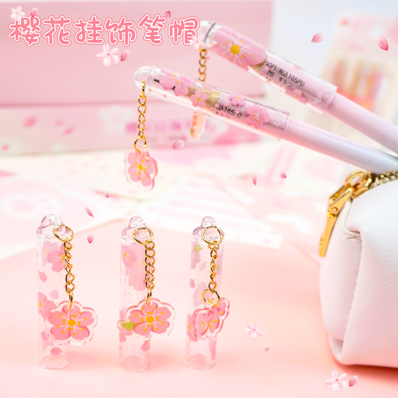 Nuevo cerezo colgante tapa de lápiz mariposa tapa de lápiz creativo alumno de la escuela primaria cubierta de lápiz de cristal jardín de infantes