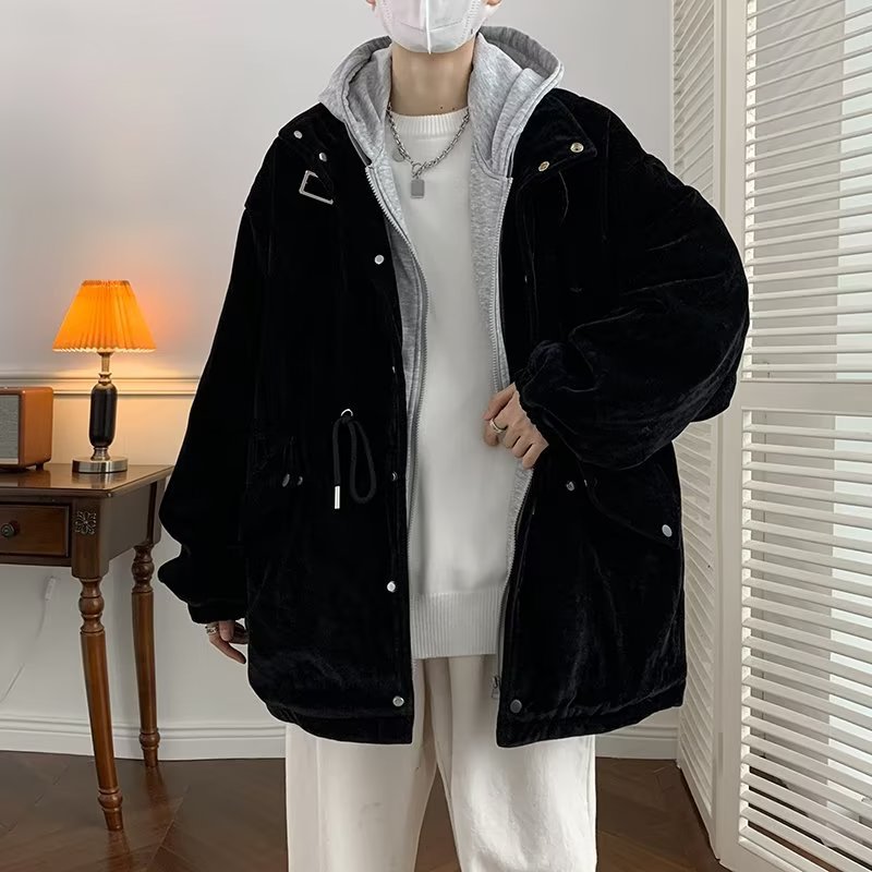 Chaqueta de dos piezas de estilo de Hong Kong para hombre, chaqueta de todo fósforo suelta casual de primavera y otoño, ropa de trabajo con capucha, pareja de moda, top de otoño