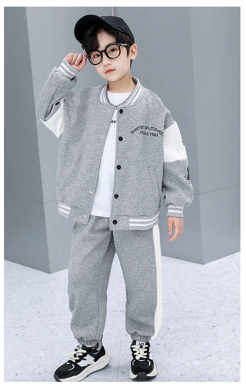 Conjunto de otoño para niños, suéter informal de dos piezas a la moda, talla mediana y grande, ropa de primavera, novedad de 2023_voghion.com