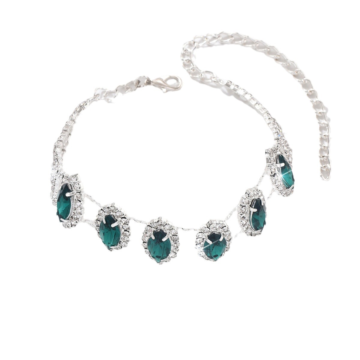 Fábrica directa transfronteriza nuevo temperamento retro esmeralda pulseras de moda moda tacones altos joyas de pie de diamante