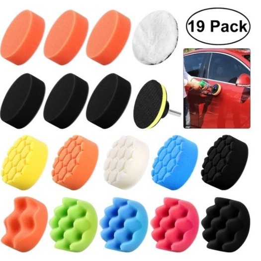 供应跨境汽车美容抛光盘打蜡海绵轮羊毛轮3寸19件套80mm现货