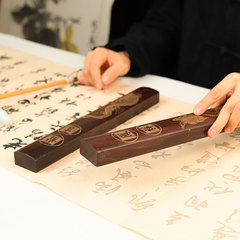 衛莊黑梓木鎮尺鎮紙雕刻梅花圖案黑檀木壓書壓紙用文房書畫用品