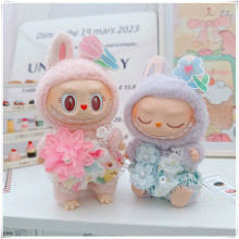 17cm拉布布一二代labubu娃衣ulu猪娃三岁米奇家族甜美花朵连体衣