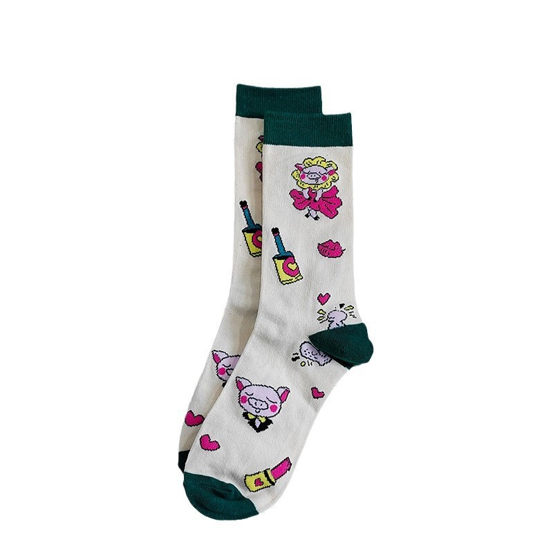 Jiesheng Cross-Border Socks for Men and Women, Spring, Autumn and Winter Socks, Women's European and American Fashion Four-Season Boat Socks, Wholesale Women's Mid-Calf Socks