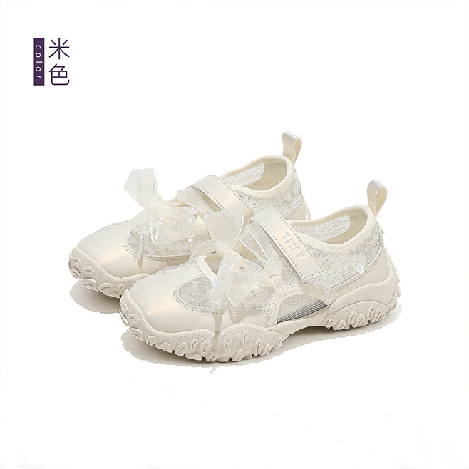 Zapatos de mujer moda versátil zapatos de verano 2026 nuevos zapatos de entrenamiento transpirables para niños zapatos deportivos casuales plateados