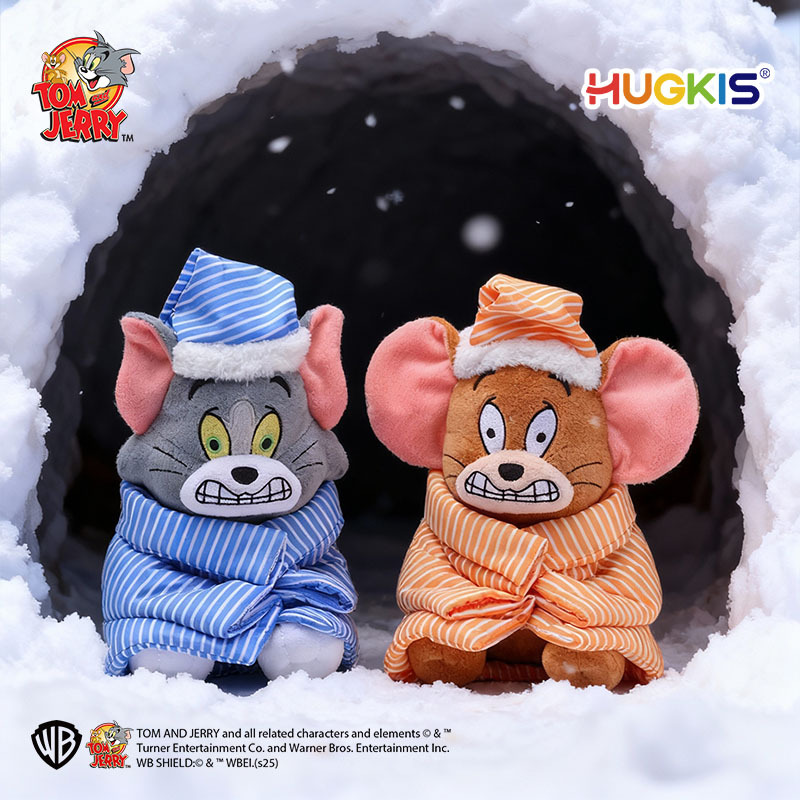 正版猫和老鼠毛绒玩具汤姆猫冷冬款瑟瑟发抖装扮公仔玩偶生日礼物