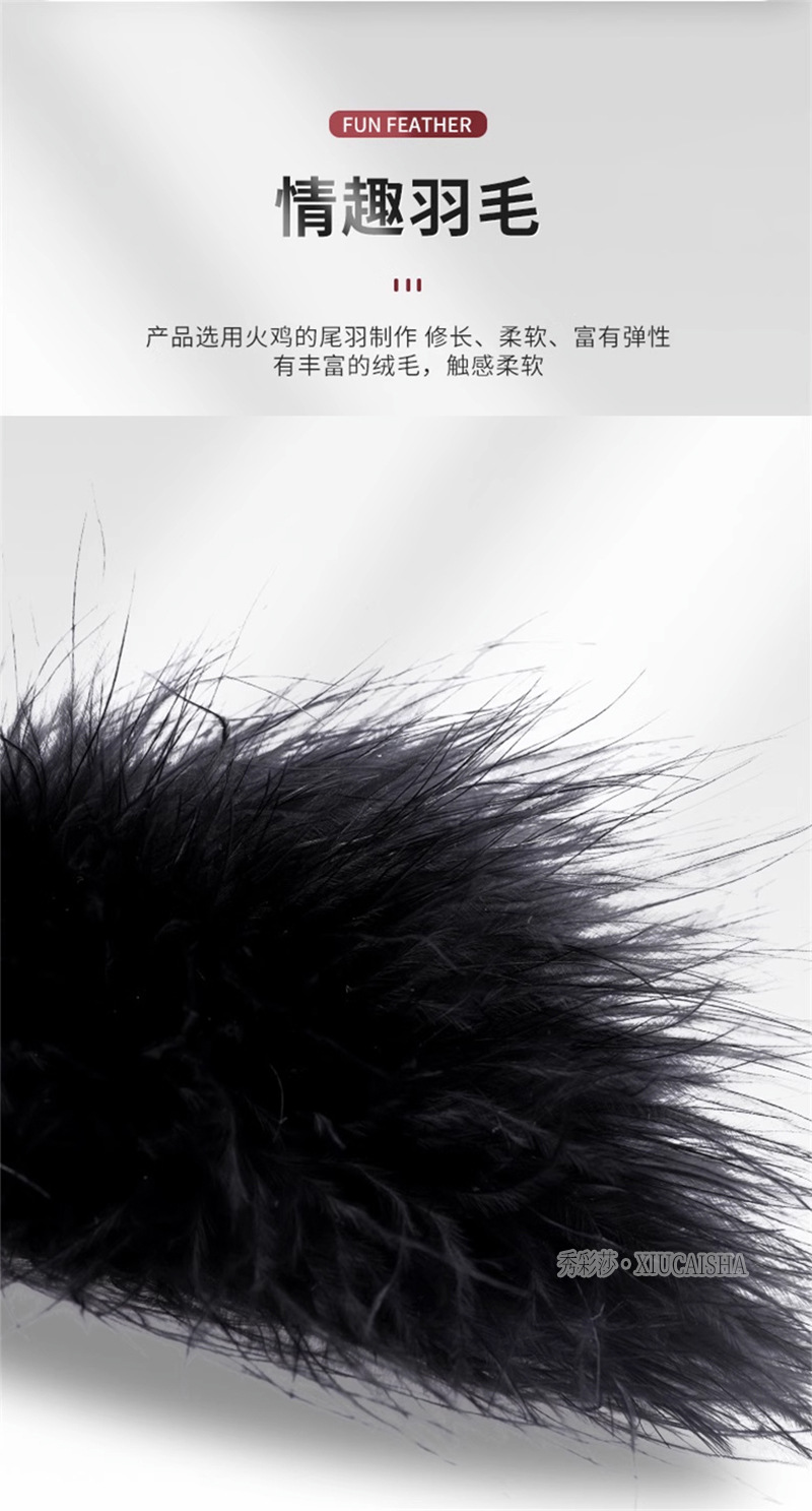 Feather Tickler Stick, Black Sensory Teasing Toy for Couples Foreplay — detail image 6