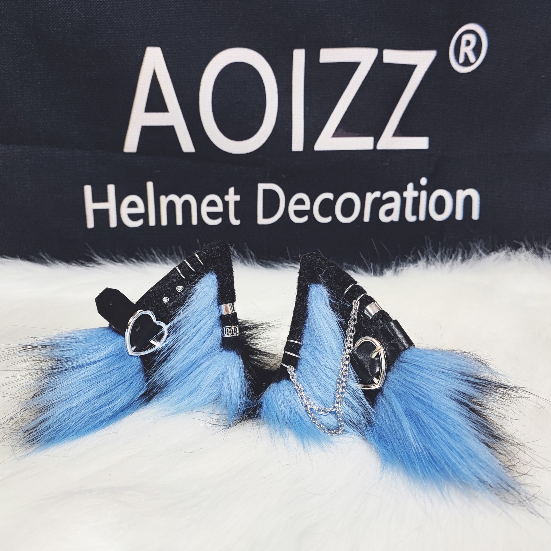 Hearts Metal Cat: Other Auto Parts and Accessories - mist-blue-metal-wolf-ears