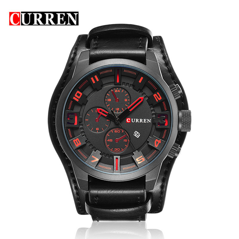Curren 8225 Men's Personalized Quartz Watch Imitation Six-Pin Calendar Belt Watch Large Dial Watch