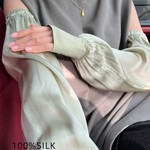 宽松舒适天然100%桑蚕丝纯色防晒袖套女夏季真丝防紫外线冰丝冰袖