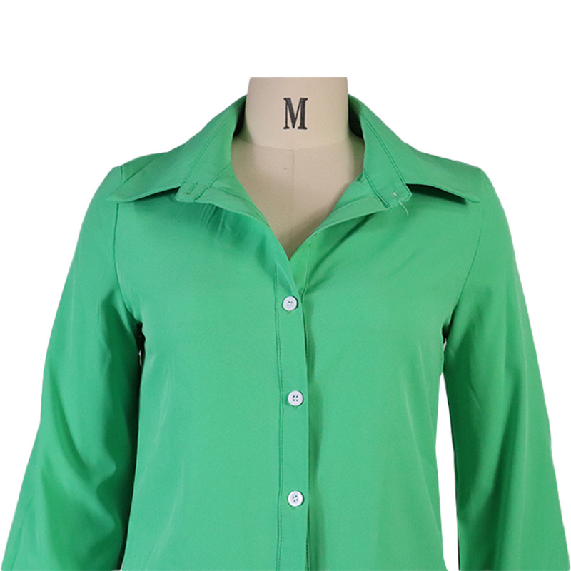 GraceChic FD685 In Stock 2024 Hot-Selling Women's Solid Color Fashion Sexy Cardigan Shirt Casual Wide-Leg Pants Two-Piece Set_voghion.com