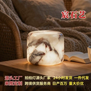 跨境大理石拍拍灯定制加工氛围感小夜灯充电款无线使用圣诞节礼品