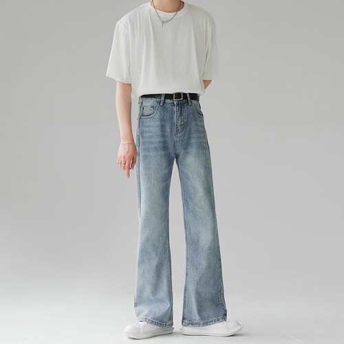 High-end, slightly flared pants for men and women | Flowing denim jeans | Vintage washed floor-sweeping trousers | Loose, versatile, trendy long pants