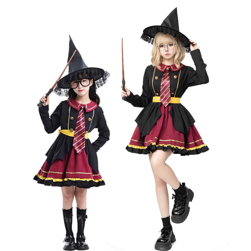 Halloween Girls Harry Potter Cosplay Costume Lolita Long Sleeve Dress College Style Magic Witch