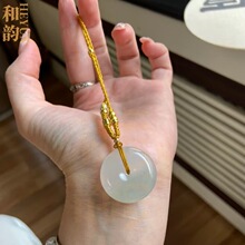 383天山翠平安扣吊坠新疆金丝玉白玉带翠玉石玉器挂件直播货源批