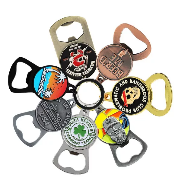 Metal Bottle Opener Customized Corporate Advertising Beer Buckle Paint Process Keychain Wall-Mounted Keychain Customized