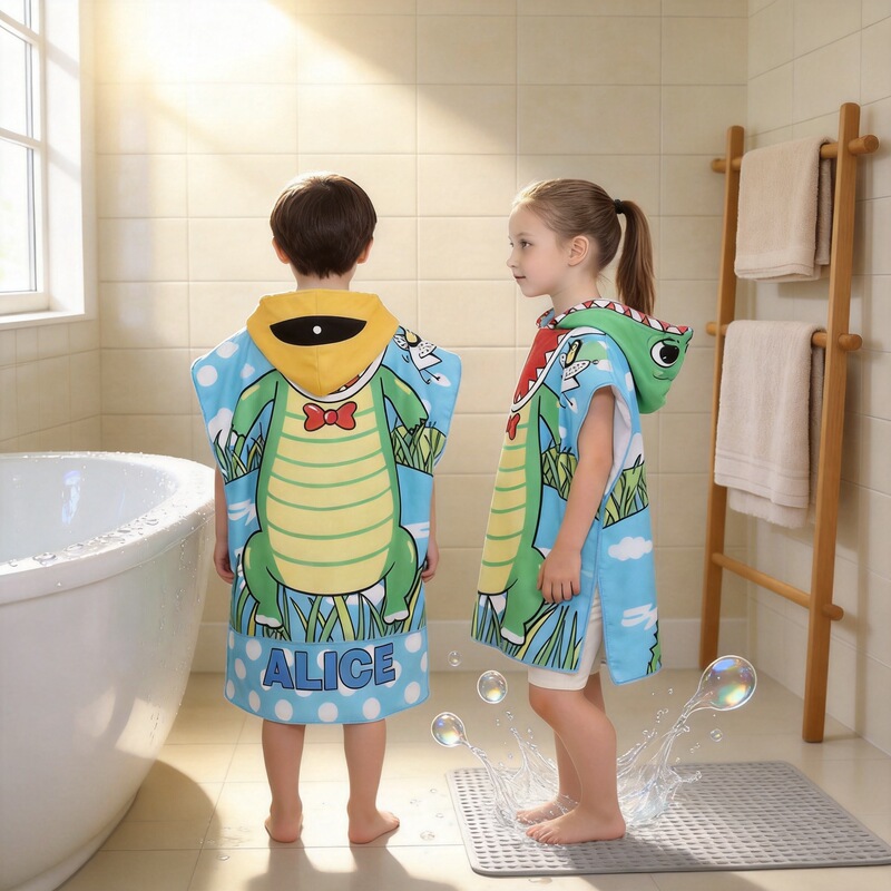 Microfiber Children's Bath Towel Cape Absorbs Water, Soft and Portable Travel Outer Wear Hooded Children's Beach Towel Wholesale