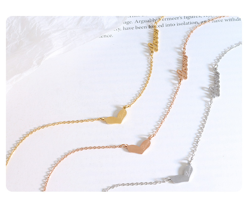 1 Piece Elegant Letter Heart Shape Titanium Steel Plating Necklace_colorza_4