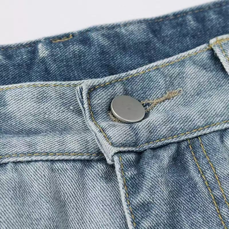 Men's Clothing Retro Style Jeans, High Street Wide Leg Loose Straight Leg With A Stylish Drape._mkmklike.com