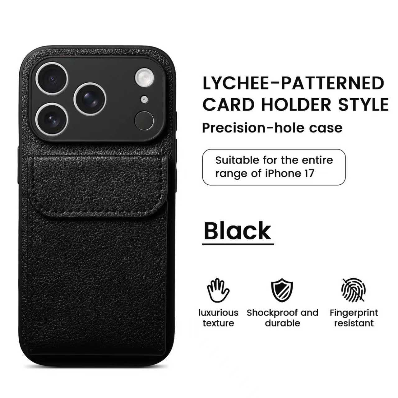 Funda de Cuero con Tarjetero para iPhone 16 y 17 Pro Max con Soporte Magnético, A Prueba de Golpes y Anticaída