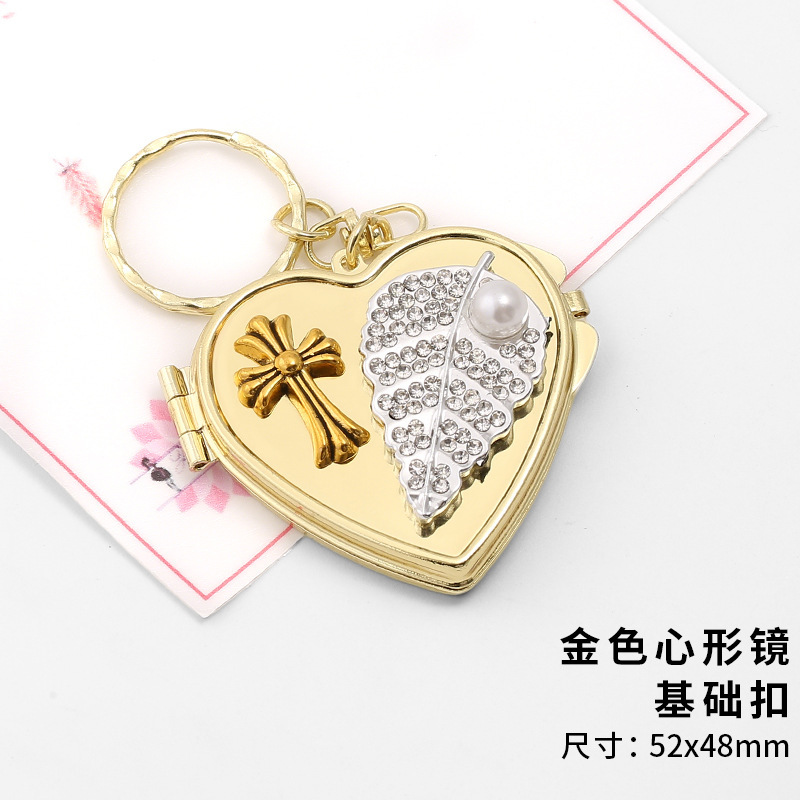 金属钥匙扣小镜子随身迷你挂饰花朵蝴蝶结钻可爱挂件高颜值链子镜|undefined