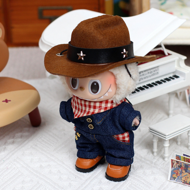 Only clothes] 17cm cloth doll vinyl pendant doll clothes Denim jumpsuit heart Macaron
