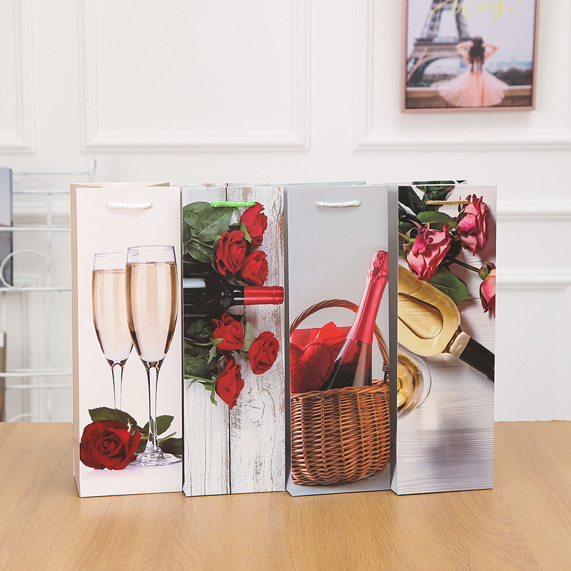 New Red Wine Packaging Box Single Bottle Double Bottle Red Wine Gift Box Wine Water Packaging Wholesale Manufacturer Ready Stock