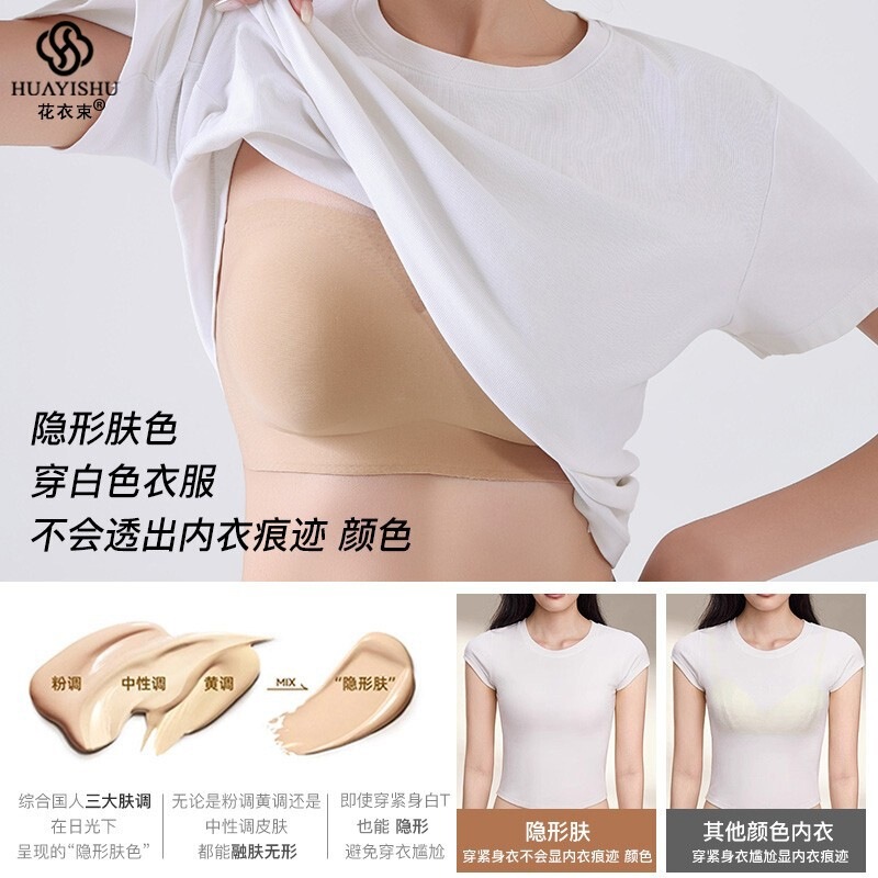Floral-Patterned Strapless Women's Underwear with Invisible Foundation, Non-Transparent, Non-Allergenic, Anti-Slip, and Beautiful Back Design